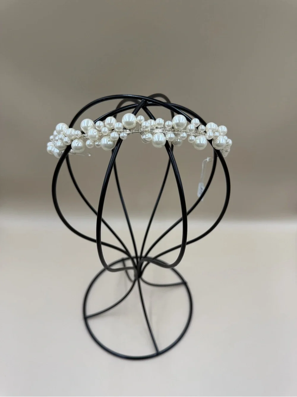 Bridal Pearl Headband Wedding Hair Accessory Ivory Faux Pearl Silver Tone NEW